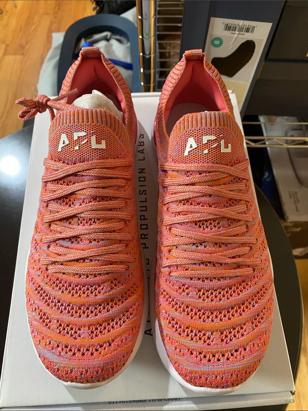APL TechLoom Knit Slip-On Sneakers in Coral/Orange Knit